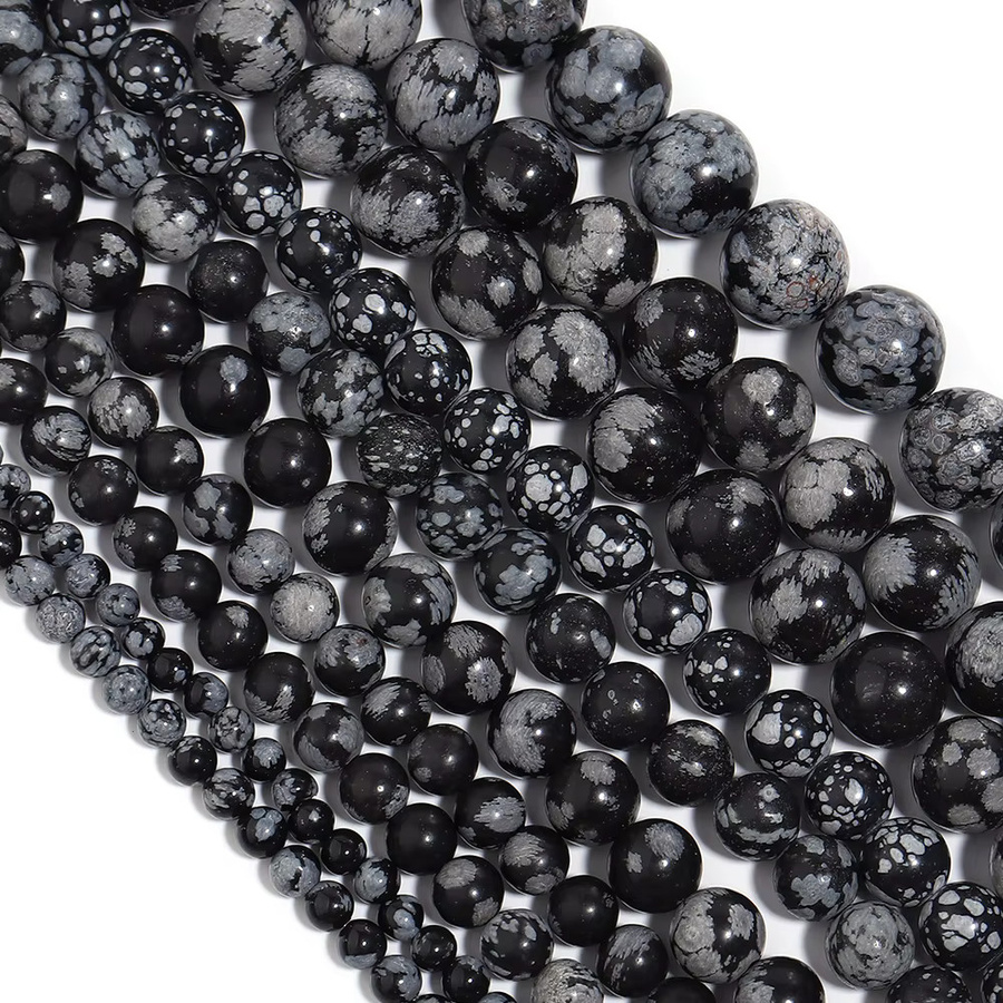 Louleur Perlen, Obsidian, Schwarz, rund - Bild 5
