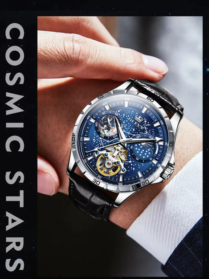 OLEVS Armbanduhr Automatik, Edelstahl, Blau, Herren - Bild 7