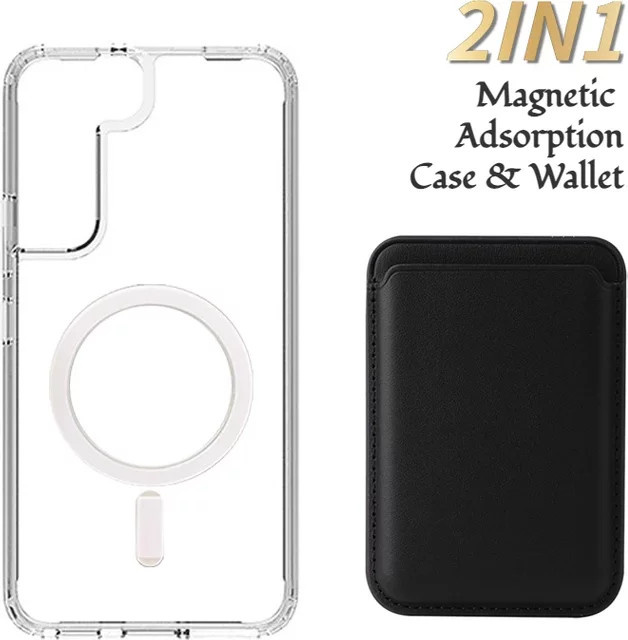 Magnetische 2 in 1 MagSafe Kartenhalter Brieftasche und transparente Schutzhülle für Samsung Galaxy S26 S25 S24 S23 S22 S21 Note 20 Ultra Plus FE - Bild 1