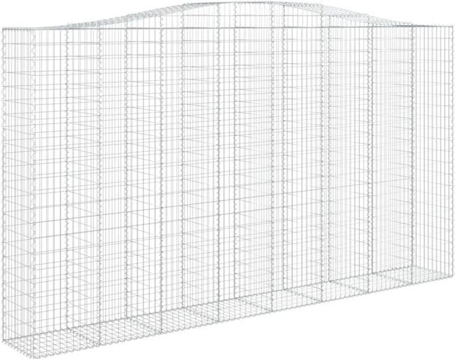 vidaXL Gabionen mit Hochbogen Set aus verzinktem Eisen in Silber, 10 Stück, B/T/H: 400 x 50 x 220/240 cm - Bild 1