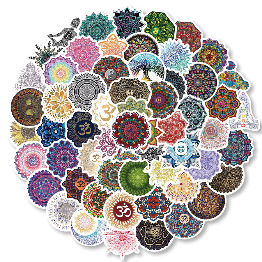 60 Stück wasserfeste Mandala-Blumen-Yoga-Aufkleber in Multicolour von AufnahmeYourLife Store - Bild 2