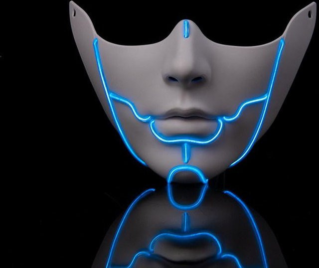 Cyber Cos Punk Maske, Halbgesicht, Leuchtend, Schwarz, Kunststoff - Bild 1