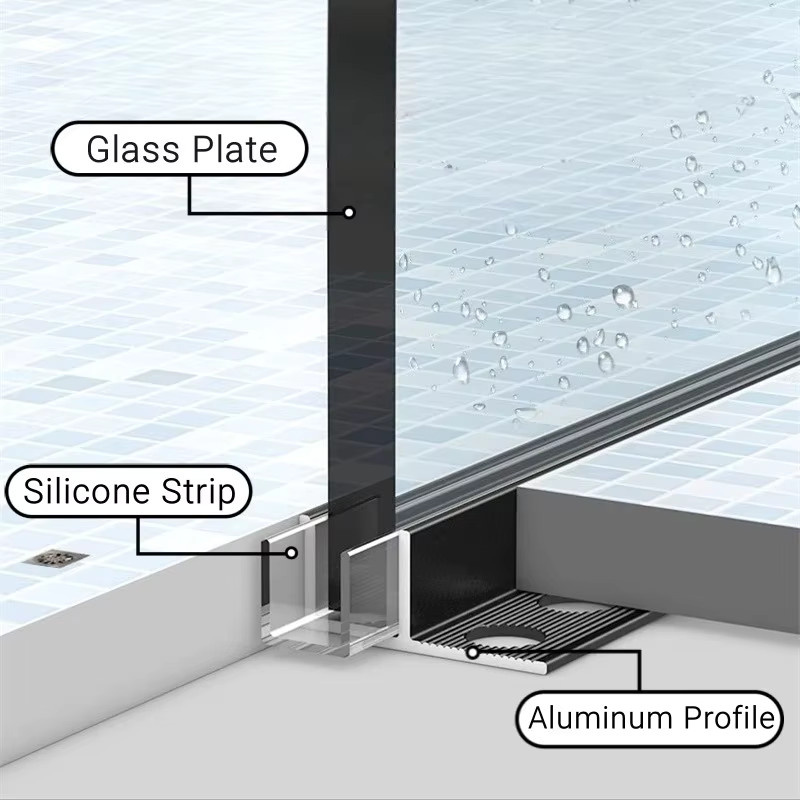 Ksdligh LED Aluminium Profil F-Form für Badezimmer und Dusche, wasserdichtes Einbauprofil mit Glasabdeckung für LED-Streifen - Bild 1