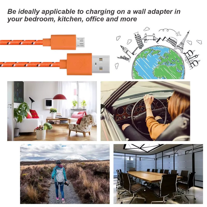 Micro USB Ladekabel aus schwarz geflochtenem Nylon für Datenübertragung und schnelles Laden mit 2,4 A - Bild 5