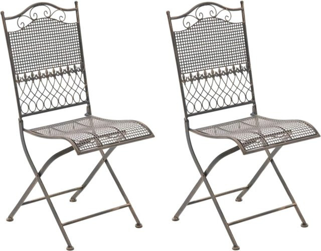 CLP 2er Set klappbare Gartenstühle Kiran aus Eisen im Jugendstil mit Gittermuster - Bild 1