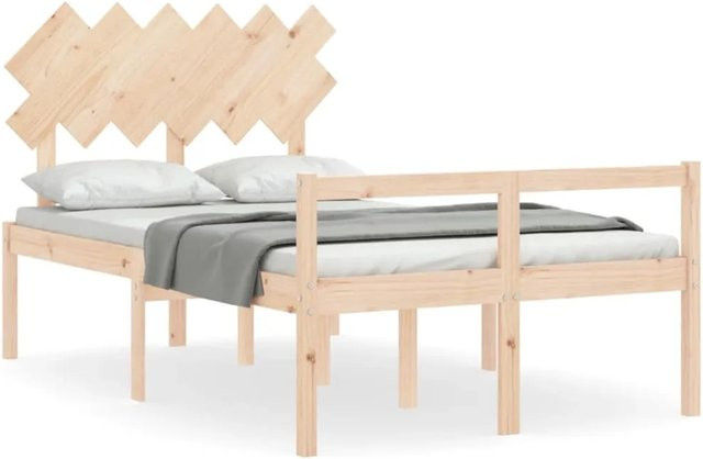 vidaXL Seniorenbett aus massivem Kiefernholz in Braun mit Kopfteil, B/T: 120 x 190 cm - Bild 1