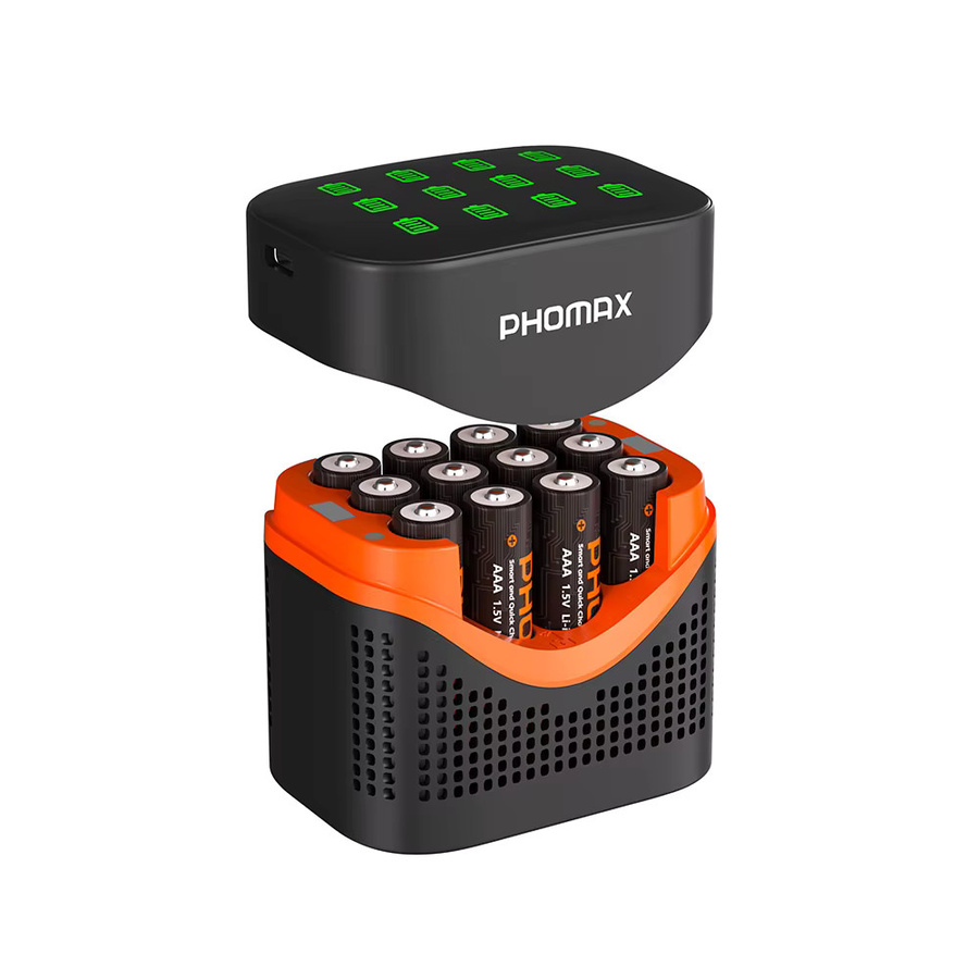 PHOMAX Wiederaufladbare AAA Li-Ion Batterien 1,5V mit 1110mWh und 12-fach LCD Schnellladegerät in Schwarz - Bild 6
