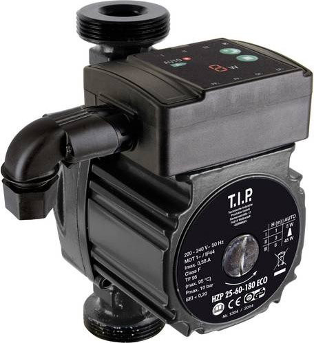 T.I.P. HZP 25-60-180 ECO Heizungspumpe mit Isolierung in Schwarz, 60 l/min, 45W, 10 bar - Bild 1
