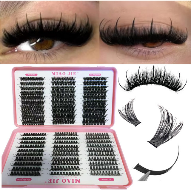 MIAOJIE Cluster-Wimpern, gemischte Längen, Unisex - Bild 1