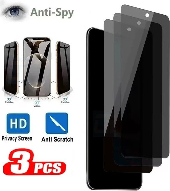 3 Stück Sichtschutz aus gehärtetem Glas für Samsung M12 A20S F02S F54 M54 A73 M53 A24 F22 4G 5G in Transparent - Bild 1