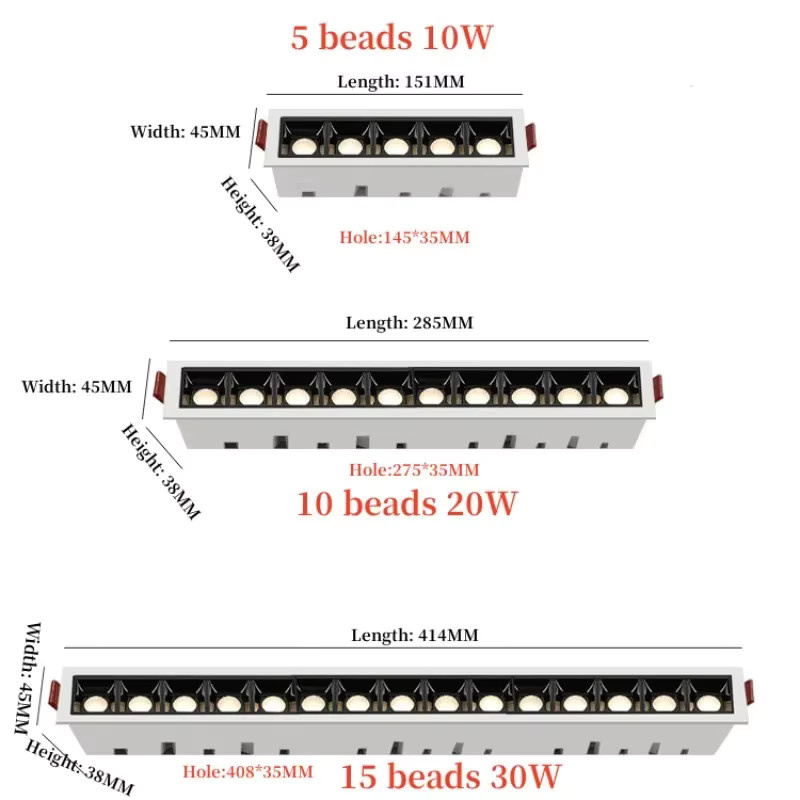 SUNMEIYI LED Downlight Rechteck Einbau Deckenlampe mit Grille in Weiß - Bild 3