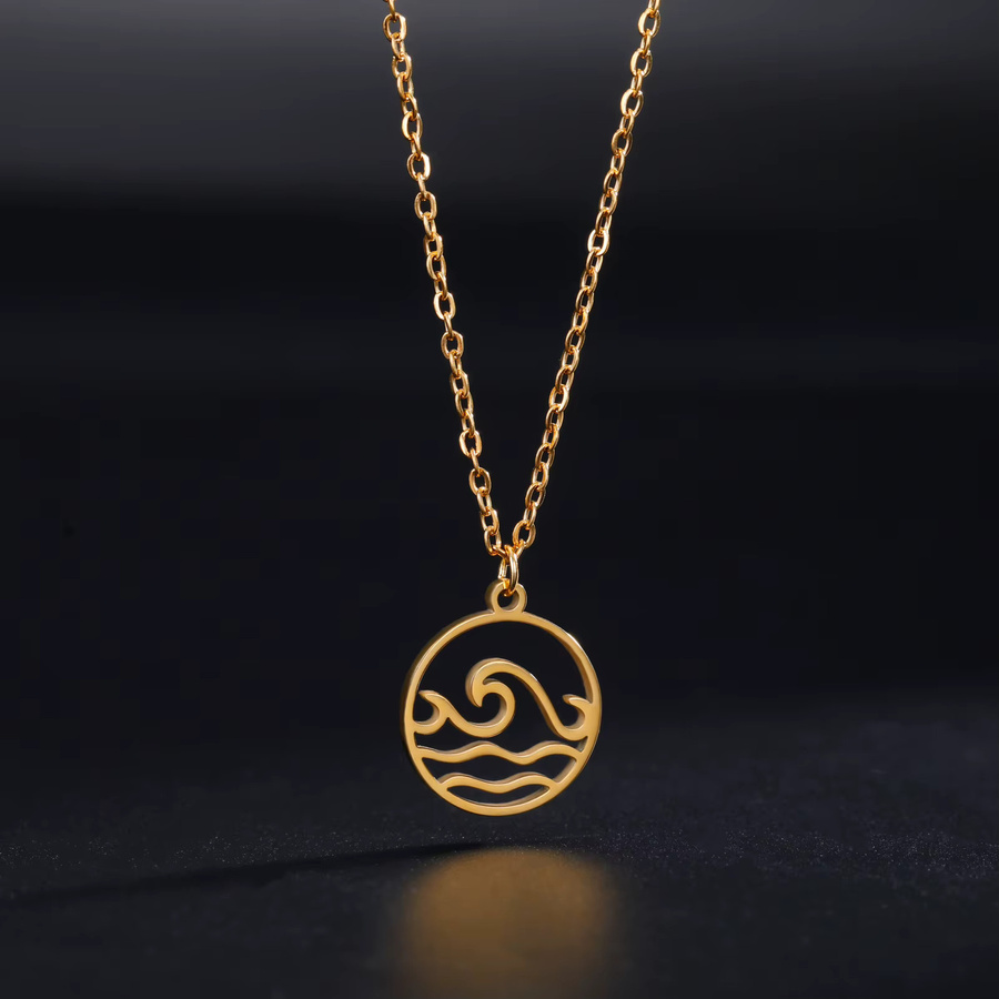 Skyrim Halskette mit Rundanhänger, Edelstahl, Gold, Damen - Bild 3