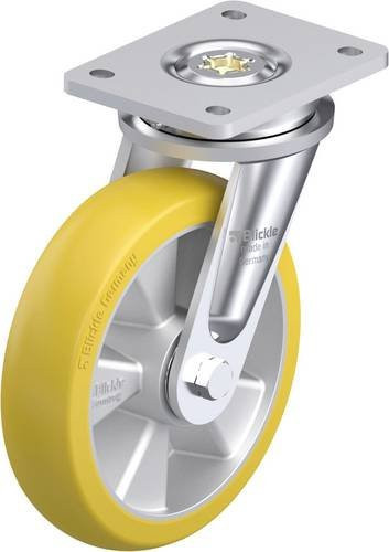 Blickle Schwerlast-Lenkrolle LO-ALTH 200K-CO in Silber und Gelb aus Aluminium mit einem Rad-Durchmesser von 200 mm und einer Tragfähigkeit von max. 800 kg - Bild 1