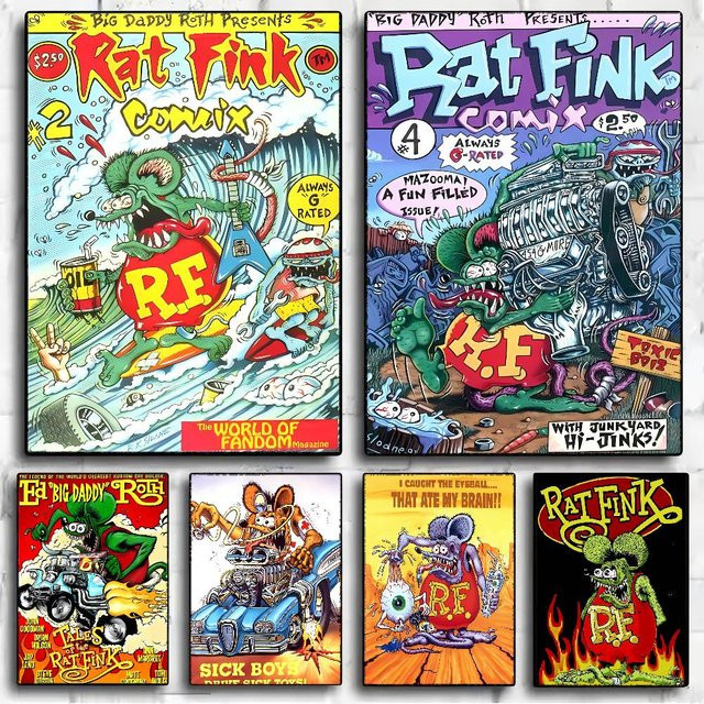 Tales Of The Rat Fink Vintage Poster Retro Aufkleber aus Kraftpapier in Multicolor - Bild 1