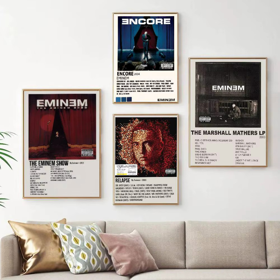 Wasserfester Eminem Rap Poster Wandaufkleber in Mehrfarbig mit Typografie-Design - Bild 2