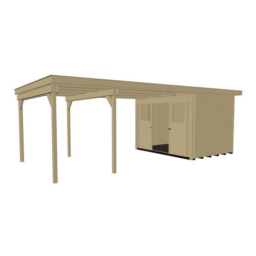 WEKA Gartenhaus Loungehaus 225 B mit Flachdach in Beige, B/T/H: 766 x 336 x 223 cm - Bild 3