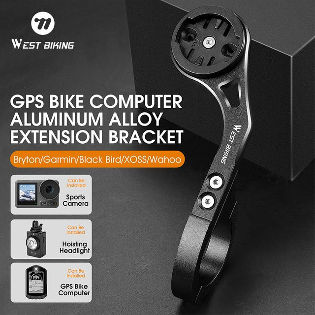 WEST BIKING Verstellbare Fahrradcomputerhalterung aus Aluminiumlegierung in Schwarz für Garmin, Bryton, XOSS und GoPro - Bild 1