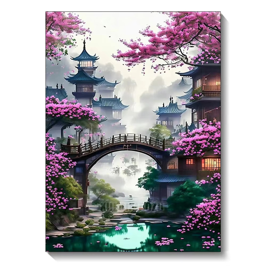 QIZITENG DIY Architektur Landschaft Muster Diamant Malerei Set, Bunt / Mehrfarbig - Bild 5