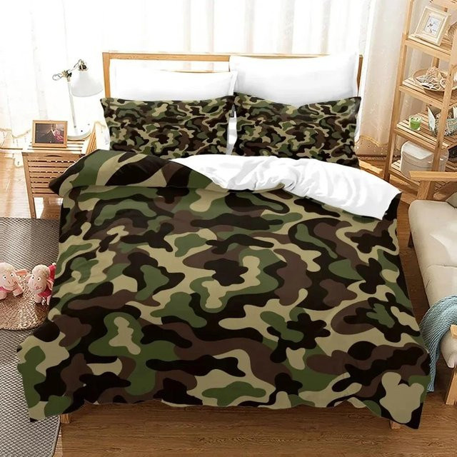 Lodestar Bettwäscheset Camouflage-Muster mit Bettbezug und Kissenbezug, Grün/Mehrfarbig, Breite: 140 cm, Länge: 210 cm - Bild 1