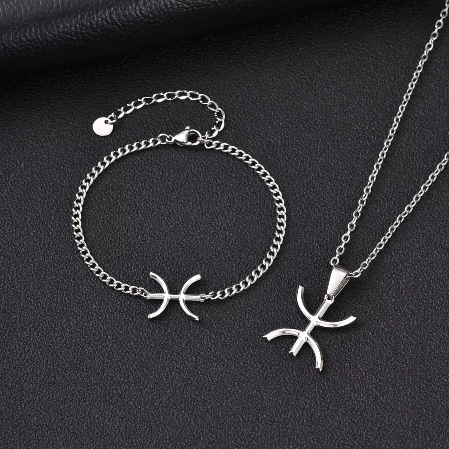 Vnox Schmuck-Set Armband-Halskette, Edelstahl, Silber, Unisex - Bild 4