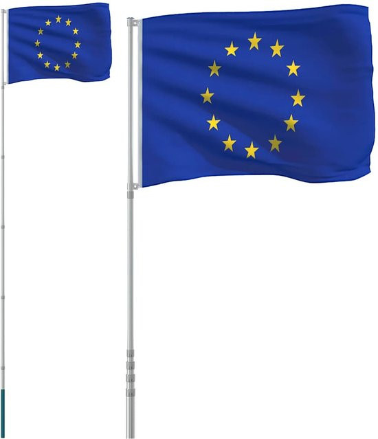 Yiwydaa Europafahne aus Polyester mit Aluminiummast in Blau - Bild 1
