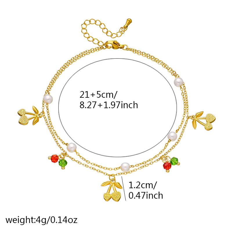 xiyanike Fußkettchen Edelstahl, Gold, Perle, Damen - Bild 2