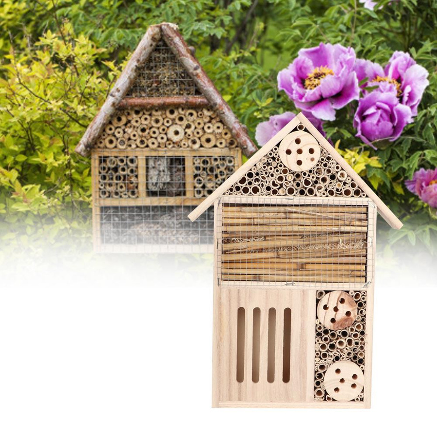 TOMTOP JMS Insektenhaus aus Kerzennussholz in Braun als Nistkasten und Unterschlupf für Bienen im Garten - Bild 3
