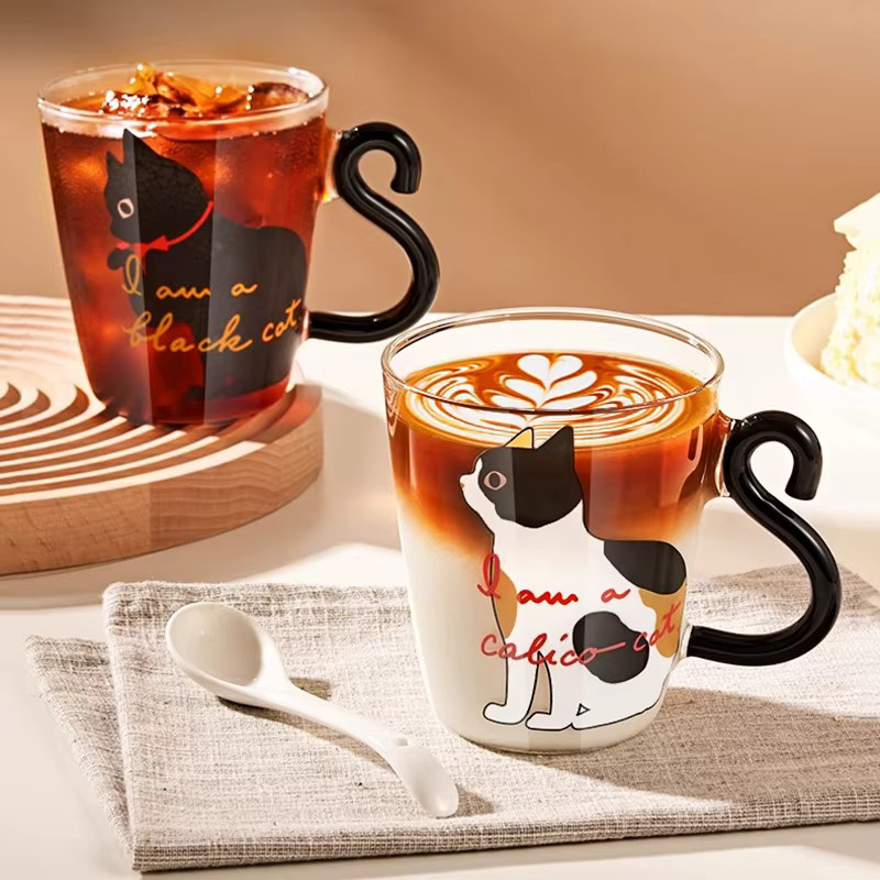 YWDL Tierförmige Glastasse mit Griff, transparente Kaffeetasse für Cappuccino und Latte, 250 ml - Bild 3