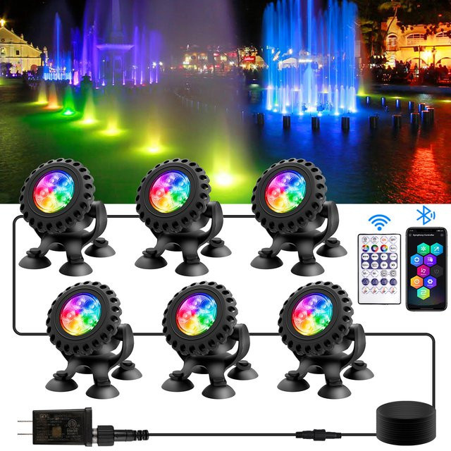 T-SUNRISE LED RGB Unterwasser Lampe IP68 Wasserdichter Schwimmbad Scheinwerfer mit App-Steuerung und Fernbedienung - Bild 1