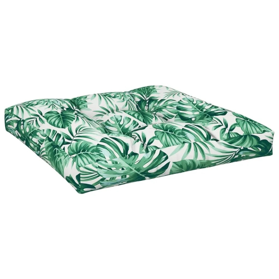 vidaXL Palettensofa-Kissen mit Blattmuster in Grün, B/B/H: 70 x 70 x 12 cm - Bild 2