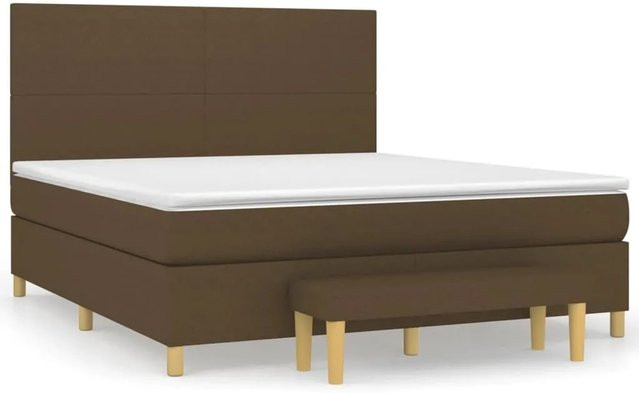 vidaXL Boxspringbett mit Matratze und Kopfteil in Dunkelbraun, B/T/H: 180 x 200 cm - Bild 1