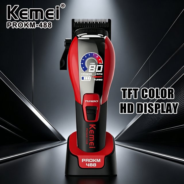 Kemei Haarschneidemaschine KM-488, Herren, Rot - Bild 1