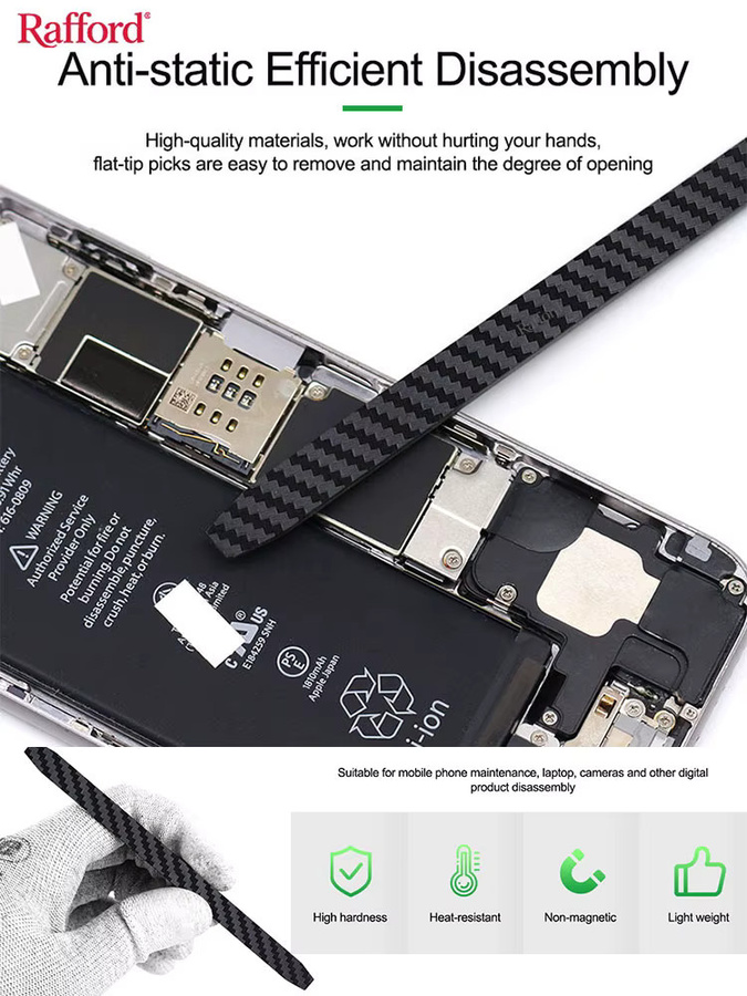 Rafford Antistatischer Kohlefaser Demontagehebel für Handy-Reparaturen in Schwarz - Bild 5