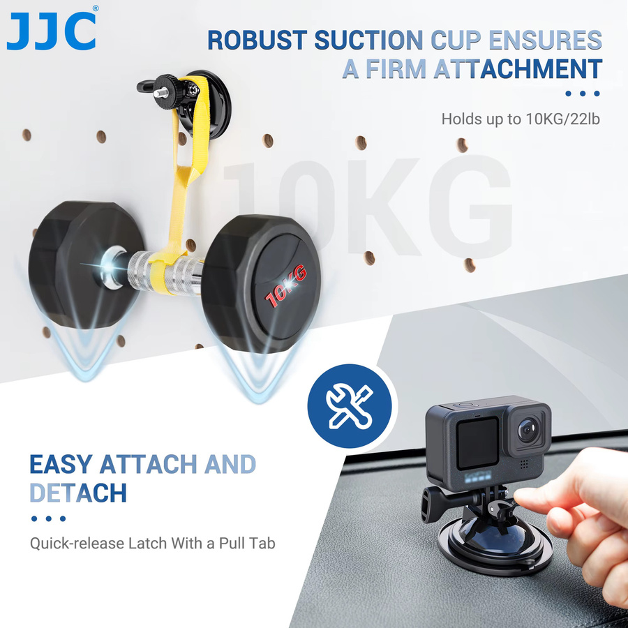 JJC Saugnapfhalterung in Schwarz als Kamerahalterung und Stativadapter für DJI Pocket, Osmo Action und GoPro Hero - Bild 6