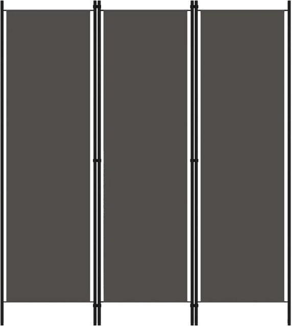 vidaXL 3-teiliger Raumteiler aus pulverbeschichtetem Eisen und Polyester in Anthrazit, B: 150 cm, H: 180 cm - Bild 1