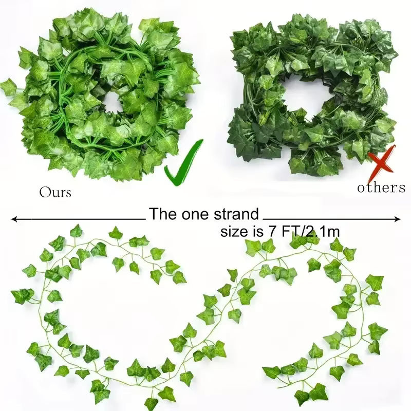 Künstliche Efeu-Ranke in Grün als hängende Girlande aus Kunststoff für Garten, Hochzeit und Home Decor - Bild 2