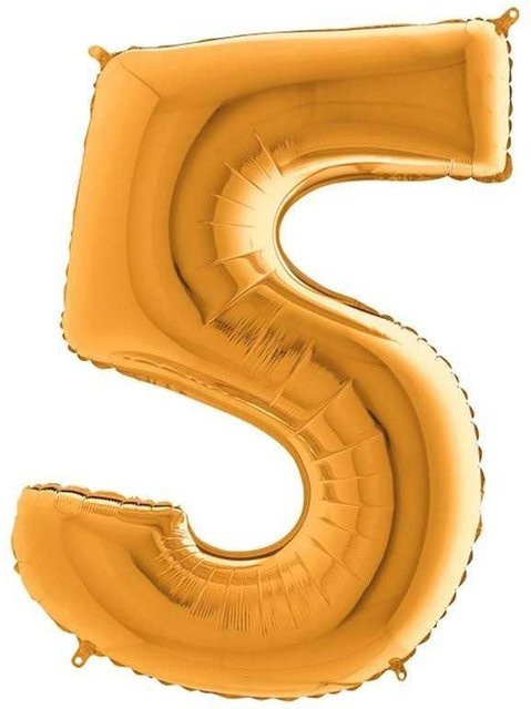 Grabo Folienballon Zahl 5 in Gold, Höhe: 66 cm - Bild 1
