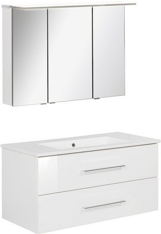 Fackelmann Waschplatz-Set B.PERFEKT in Weiß, Wandmontage mit LED-Beleuchtung und Soft-Close-Türen, B/T/H: 103 x 48 x 51 cm - Bild 1