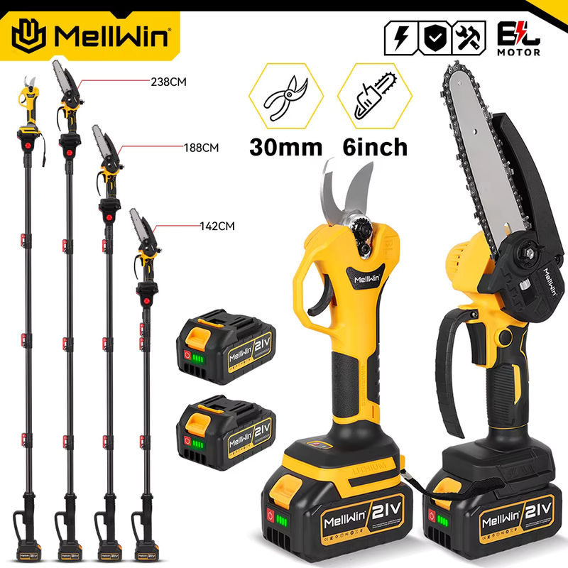 MELLWIN Elektrische Astschere mit 200 cm Teleskopstange und bürstenlosem Motor, gelb, kompatibel mit Makita 18V LXT Akku - Bild 5