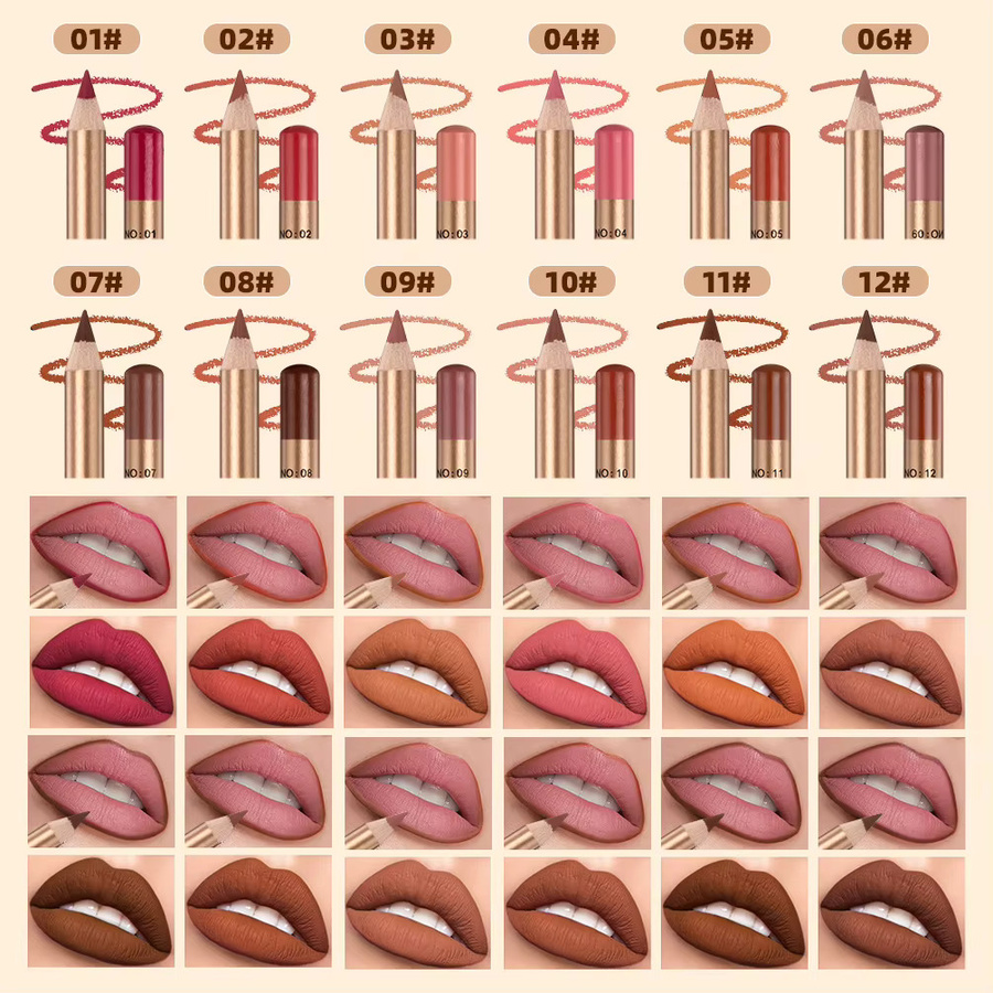 QIBEST Lipliner-Set, 12-teilig, Nude, Matt - Bild 2