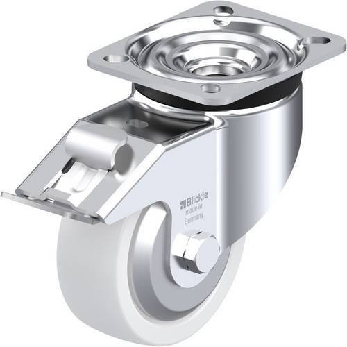 Blickle Lenkrolle LK-SPO 100K-1-FI-FA mit Feststeller in Silber und Weiß, Rad-Durchmesser: 100 mm, Tragfähigkeit: 350 kg - Bild 1