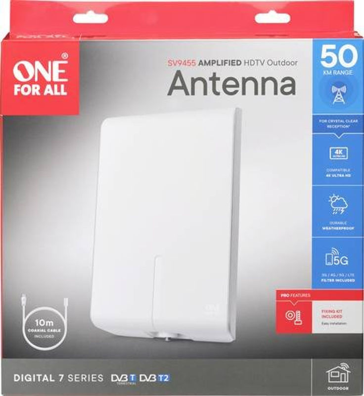 One For All SV 9455-5G Passive DVB-T/T2-Flachantenne für den Außenbereich in Weiß - Bild 2