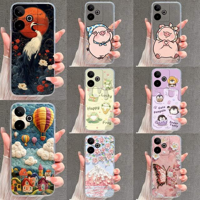 Realme Silikon Schutzhülle mit Ölgemälde-Design und Mond-Motiv in Transparent/Multicolor für Realme GT 7, GT 7T, GT 8 und GT 2 Pro - Bild 1