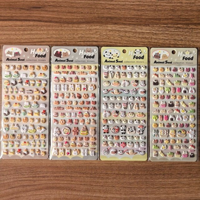 4er-Set 3D-Aufkleber aus der Animal Seal Collection von RecordingYourLife Store in Multicolor für Kunsthandwerk, Notizbücher und Planer - Bild 1