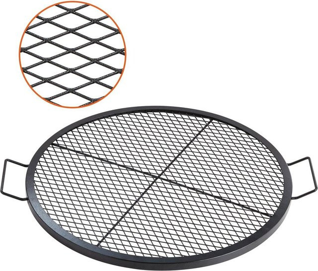 X-Marks Feuerstelle Grillrost aus Stahl in Schwarz, Runder Kochrost für Camping und BBQ mit Griff und Stütz-X-Draht, Durchmesser: 76,0 cm - Bild 1