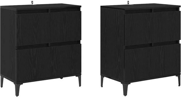 vidaXL Sideboard Set 2 Stück Schwarz in Eichen-Optik, modern, B/T/H: 60 x 35 x 70 cm