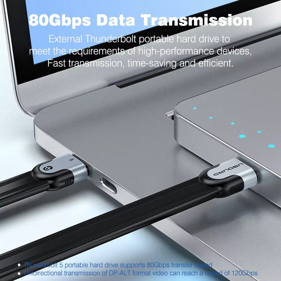 UGOURD Thunderbolt 5 USB-C Datenkabel, 80Gbps Hochgeschwindigkeits-Kabel, Farbe: Schwarz - Bild 4