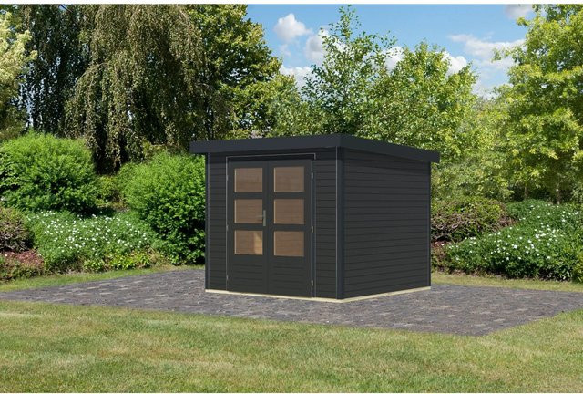 Karibu Gartenhaus Diego 3 C in Anthrazit aus Metall und Holz, B/T/H: 209 x 238 x 213 cm - Bild 1
