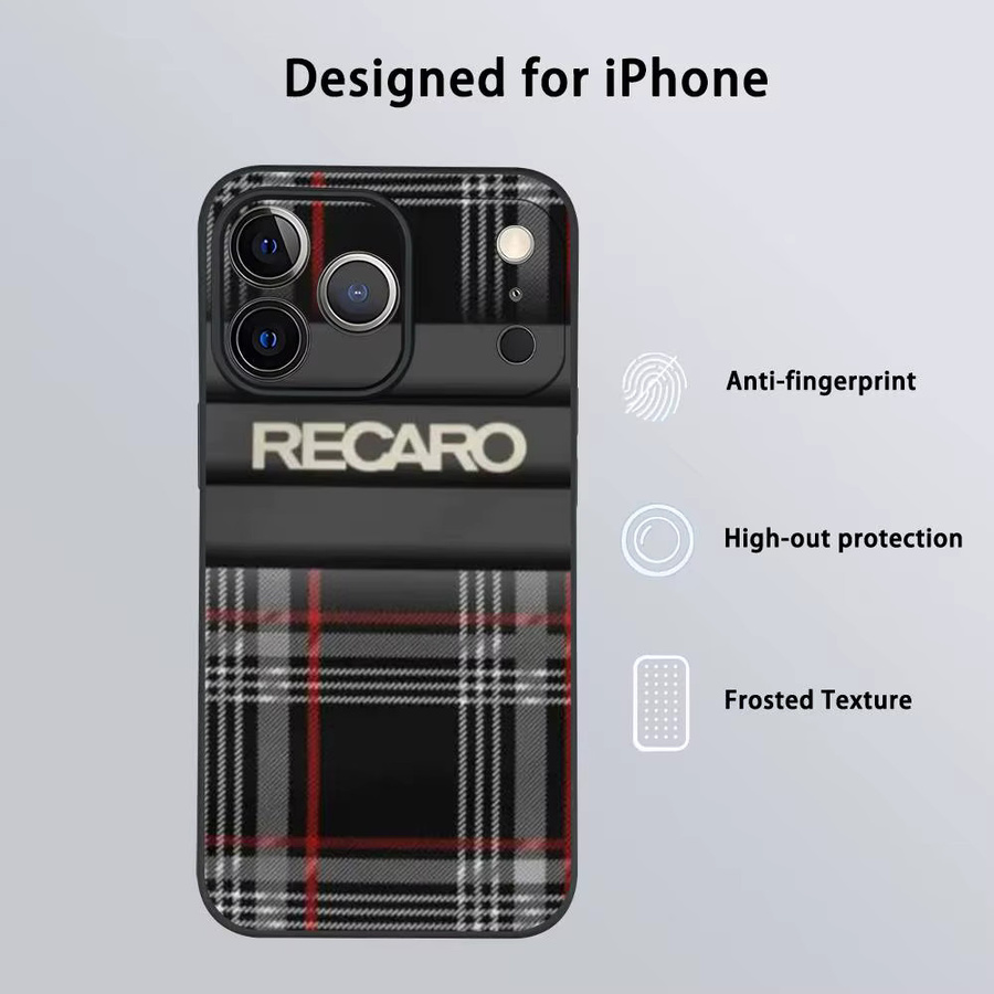 R-Recaro Handyhülle für iPhone 17 16 15 14 13 12 11 Pro Max Plus Mini Frosted Soft Shell in Schwarz - Bild 5