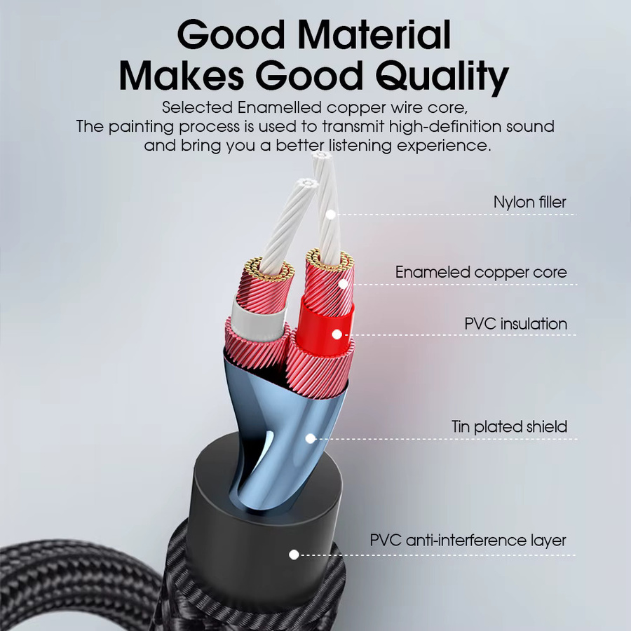 Essager RCA Audio Kabel Stereo 3,5mm auf 2RCA AUX Y-Splitter Stecker auf Buchse in Schwarz und Grau - Bild 5